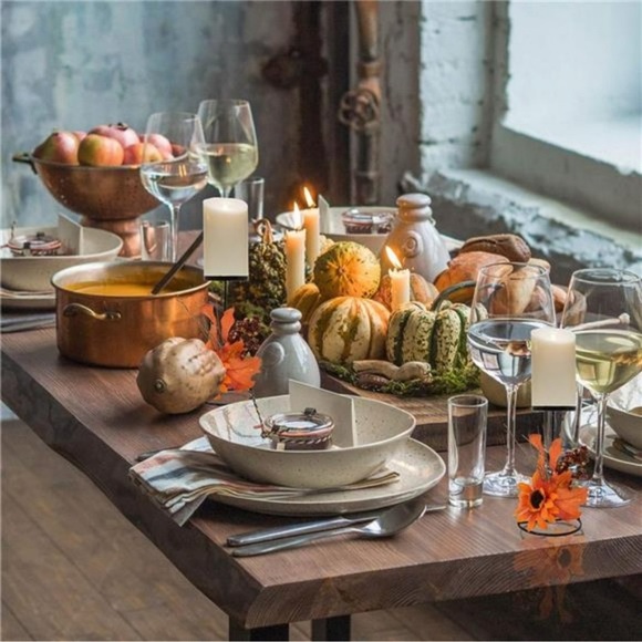 2 Pack Fall Thanksgiving Candle Holders Harvest Maple Leaves Dining Table Decor - Picture 2 of 4